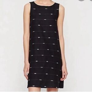 Eileen Fisher Black Tribal Organic Cotton Blend Shift Sleeveless Dress